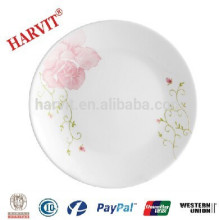 Plato de cena Opal Glassware / Plato de ópalo blanco con decoración